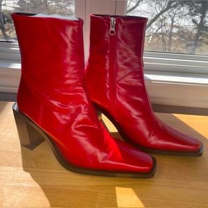 L'intervalle Grant Red Leather Boots | Made in Spain | Size 40